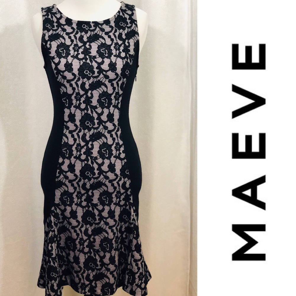 MAEVE Black Lace Body Con Dress